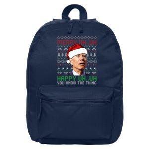 Santa Joe Biden Merry Uh Uh Christmas Ugly Sweater  16 in Basic Backpack