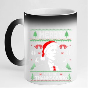 Santa Joe Biden Merry Thanksgiving Ugly Christmas Cool Gift 11oz Black Color Changing Mug