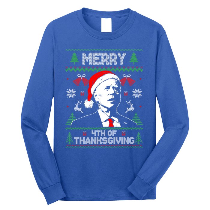 Santa Joe Biden Merry Thanksgiving Ugly Christmas Cool Gift Long Sleeve Shirt