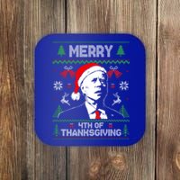 Santa Joe Biden Merry Thanksgiving Ugly Christmas Cool Gift Coaster