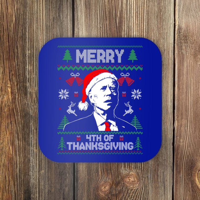 Santa Joe Biden Merry Thanksgiving Ugly Christmas Cool Gift Coaster