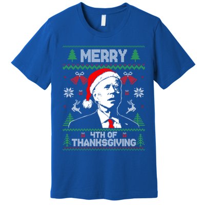 Santa Joe Biden Merry Thanksgiving Ugly Christmas Cool Gift Premium T-Shirt