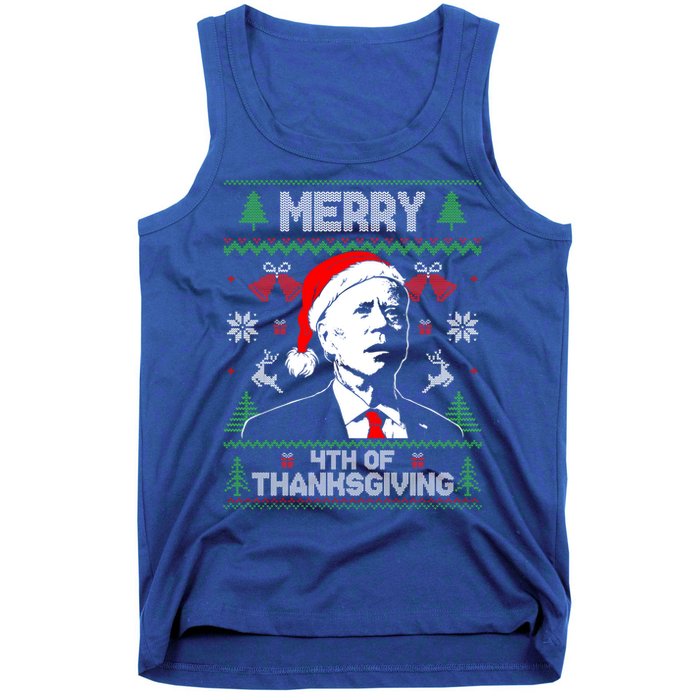 Santa Joe Biden Merry Thanksgiving Ugly Christmas Cool Gift Tank Top