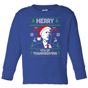 Santa Joe Biden Merry Thanksgiving Ugly Christmas Cool Gift Toddler Long Sleeve Shirt