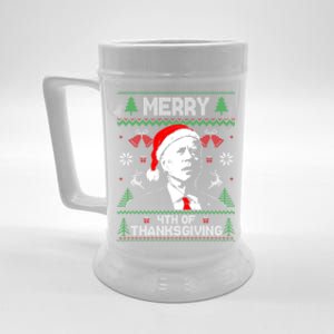 Santa Joe Biden Merry Thanksgiving Ugly Christmas Cool Gift Beer Stein