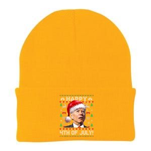 Santa Joe Biden Happy 4th Of July Ugly Christmas Sweater Knit Cap Winter Beanie