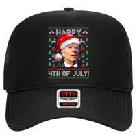 Santa Joe Biden Happy 4th Of July Ugly Christmas Sweater High Crown Mesh Back Trucker Hat