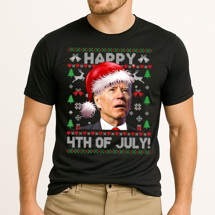 Santa Joe Biden Happy 4th Of July Ugly Christmas Sweater Performance Shirt