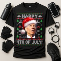 Santa Joe Biden Happy 4th Of July Ugly Christmas Sweater Performance Shirt
