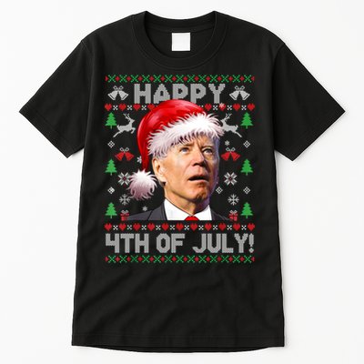 Santa Joe Biden Happy 4th Of July Ugly Christmas Sweater Tall T-Shirt