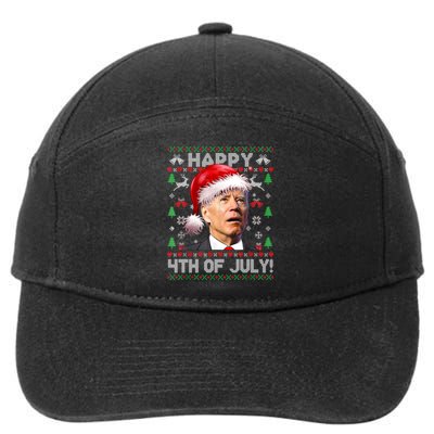 Santa Joe Biden Happy 4th Of July Ugly Christmas Sweater 7-Panel Snapback Hat