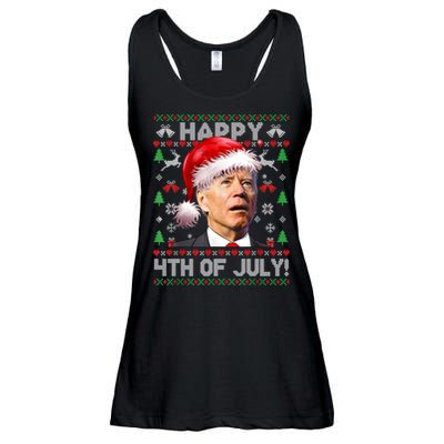 Santa Joe Biden Happy 4th Of July Ugly Christmas Sweater Ladies Essential Flowy Tank