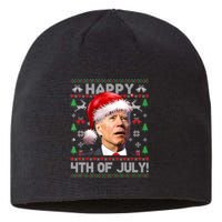 Santa Joe Biden Happy 4th Of July Ugly Christmas Sweater Sustainable Beanie