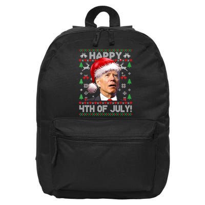 Santa Joe Biden Happy 4th Of July Ugly Christmas Sweater 16 in Basic Backpack