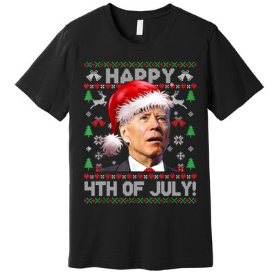 Santa Joe Biden Happy 4th Of July Ugly Christmas Sweater Premium T-Shirt