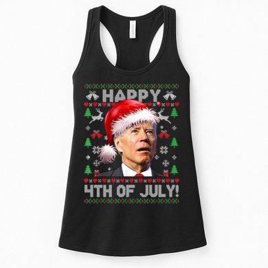 Santa Joe Biden Happy 4th Of July Ugly Christmas Sweater Womens Tank Top