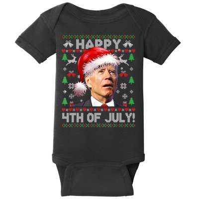 Santa Joe Biden Happy 4th Of July Ugly Christmas Sweater Baby Bodysuit