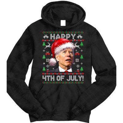 Santa Joe Biden Happy 4th Of July Ugly Christmas Sweater Tie Dye Hoodie