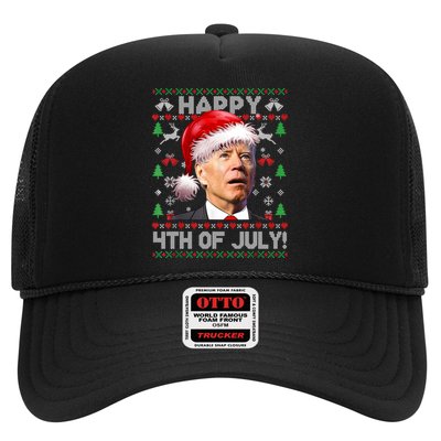 Santa Joe Biden Happy 4th Of July Ugly Christmas Sweater Trucker Hat