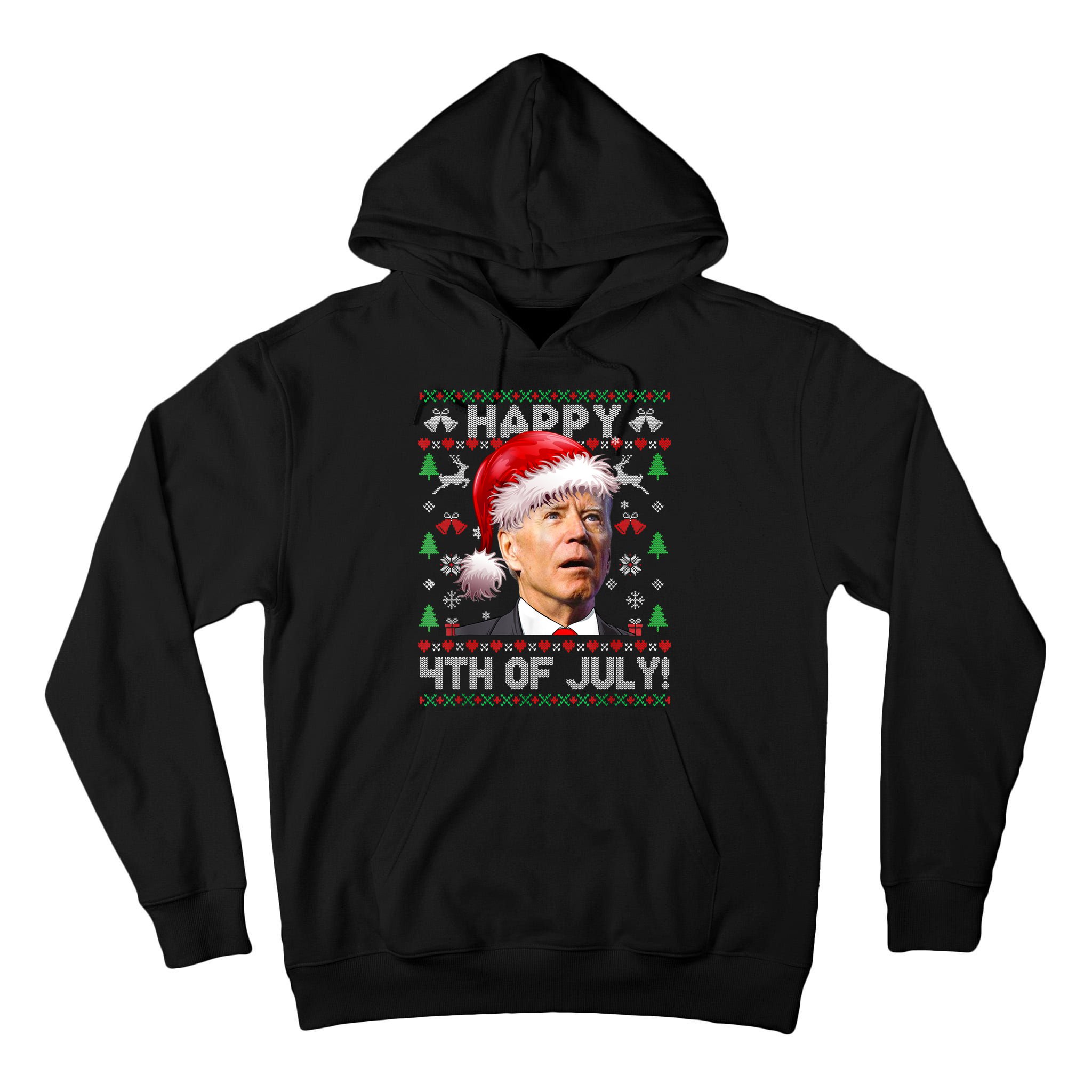 Santa Joe Biden Happy 4th Of July Ugly Christmas Sweater Tall Hoodie
