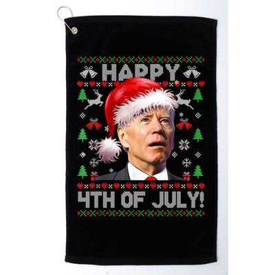 Santa Joe Biden Happy 4th Of July Ugly Christmas Sweater Golf Towel