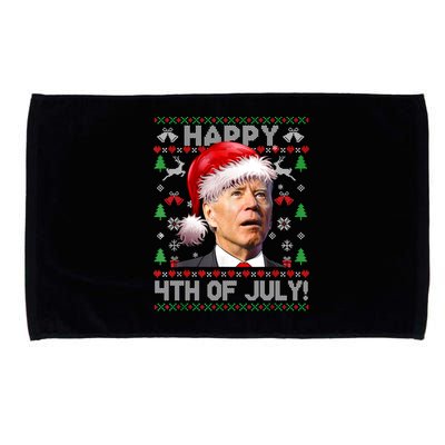 Santa Joe Biden Happy 4th Of July Ugly Christmas Sweater Microfiber Hand Towel