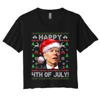 Santa Joe Biden Happy 4th Of July Ugly Christmas Sweater Women's Crop Top Tee