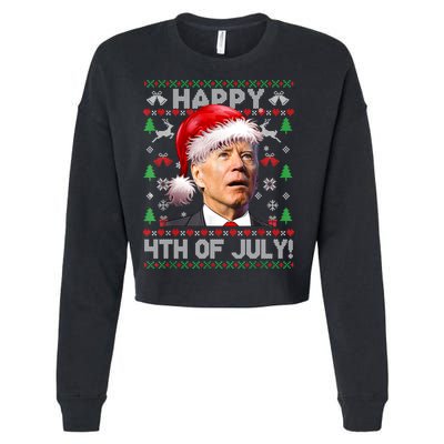 Santa Joe Biden Happy 4th Of July Ugly Christmas Sweater Cropped Pullover Crew