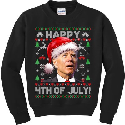Santa Joe Biden Happy 4th Of July Ugly Christmas Sweater Kids Sweatshirt