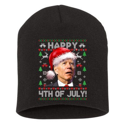 Santa Joe Biden Happy 4th Of July Ugly Christmas Sweater Short Acrylic Beanie