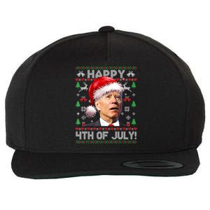 Santa Joe Biden Happy 4th Of July Ugly Christmas Sweater Wool Snapback Cap