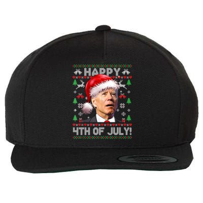 Santa Joe Biden Happy 4th Of July Ugly Christmas Sweater Wool Snapback Cap