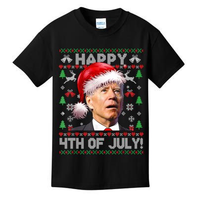 Santa Joe Biden Happy 4th Of July Ugly Christmas Sweater Kids T-Shirt
