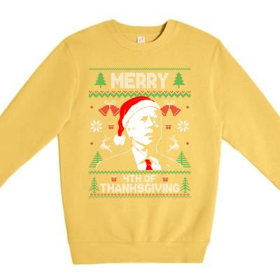 Santa Joe Biden Merry Thanksgiving Ugly Christmas Gift Premium Crewneck Sweatshirt