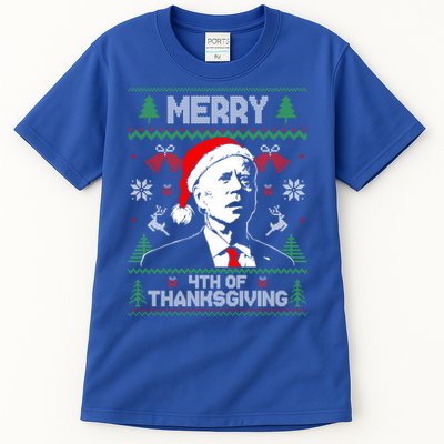 Santa Joe Biden Merry Thanksgiving Ugly Christmas Gift Tall T-Shirt