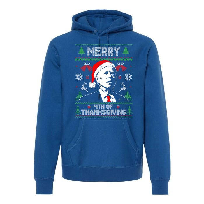 Santa Joe Biden Merry Thanksgiving Ugly Christmas Gift Premium Hoodie