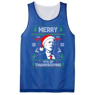 Santa Joe Biden Merry Thanksgiving Ugly Christmas Gift Mesh Reversible Basketball Jersey Tank