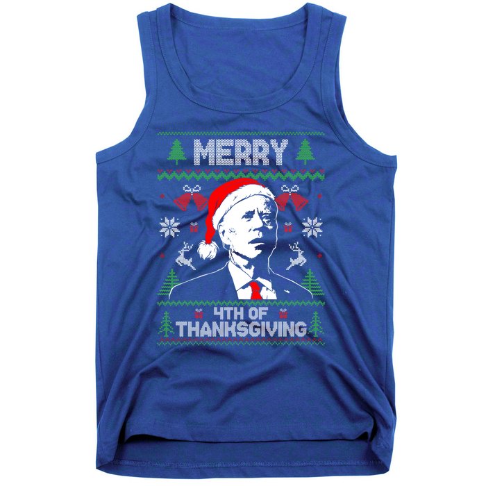 Santa Joe Biden Merry Thanksgiving Ugly Christmas Gift Tank Top