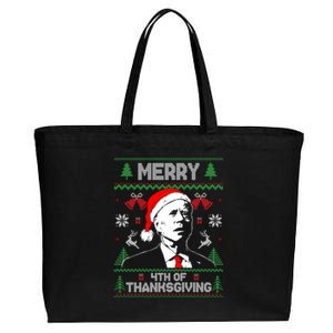 Santa Joe Biden Merry Thanksgiving Ugly Christmas Gift Cotton Canvas Jumbo Tote