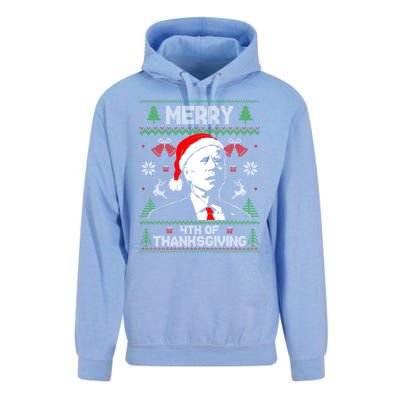 Santa Joe Biden Merry Thanksgiving Ugly Christmas Gift Unisex Surf Hoodie