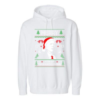 Santa Joe Biden Merry Thanksgiving Ugly Christmas Gift Garment-Dyed Fleece Hoodie