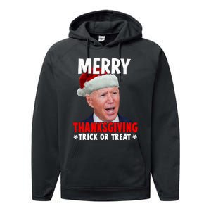 Santa Joe Biden Merry Thanksgiving Christmas Ugly Sweater Performance Fleece Hoodie