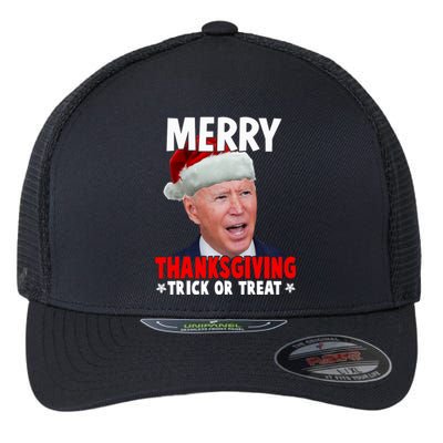 Santa Joe Biden Merry Thanksgiving Christmas Ugly Sweater Flexfit Unipanel Trucker Cap