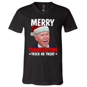 Santa Joe Biden Merry Thanksgiving Christmas Ugly Sweater V-Neck T-Shirt