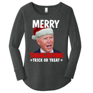 Santa Joe Biden Merry Thanksgiving Christmas Ugly Sweater Women's Perfect Tri Tunic Long Sleeve Shirt