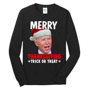 Santa Joe Biden Merry Thanksgiving Christmas Ugly Sweater Tall Long Sleeve T-Shirt