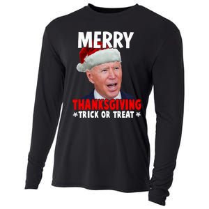 Santa Joe Biden Merry Thanksgiving Christmas Ugly Sweater Cooling Performance Long Sleeve Crew