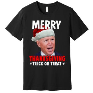 Santa Joe Biden Merry Thanksgiving Christmas Ugly Sweater Premium T-Shirt