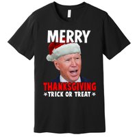 Santa Joe Biden Merry Thanksgiving Christmas Ugly Sweater Premium T-Shirt