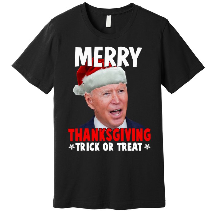 Santa Joe Biden Merry Thanksgiving Christmas Ugly Sweater Premium T-Shirt